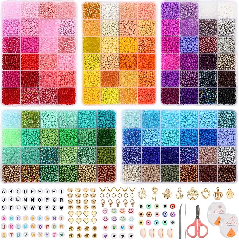 Glass Seed Beads Kit with Letters Charms and Pendants