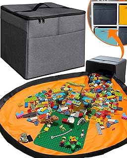 Large Toy Storage with Play Mat, Collapsible Fabric Bin