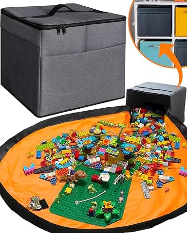 Large Toy Storage with Play Mat, Collapsible Fabric Bin