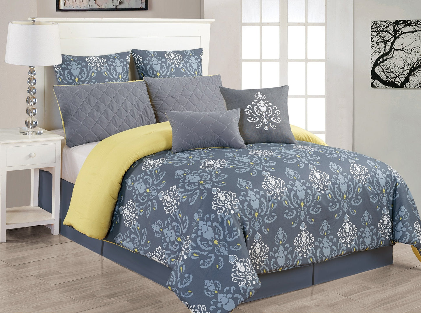 Lucienda Comforter Set, Grey-Green