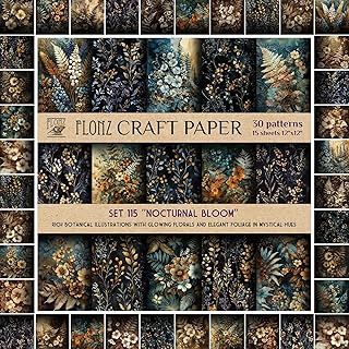 Nocturnal Bloom Scrapbook Paper with Botanical Designs