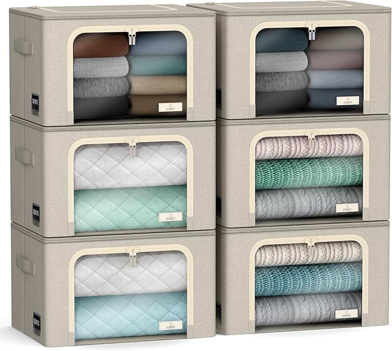 Stackable Foldable Storage Bins with Clear Window