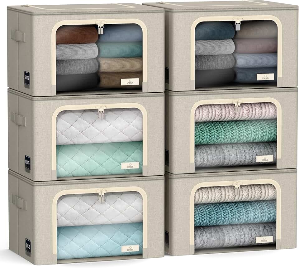 Stackable Foldable Storage Bins with Clear Window