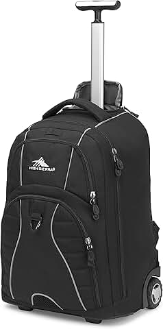 Black Wheeled Laptop Backpack, 20.5 x 13.5 x 8 Inches