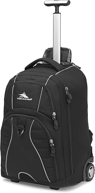Black Wheeled Laptop Backpack, 20.5 x 13.5 x 8 Inches
