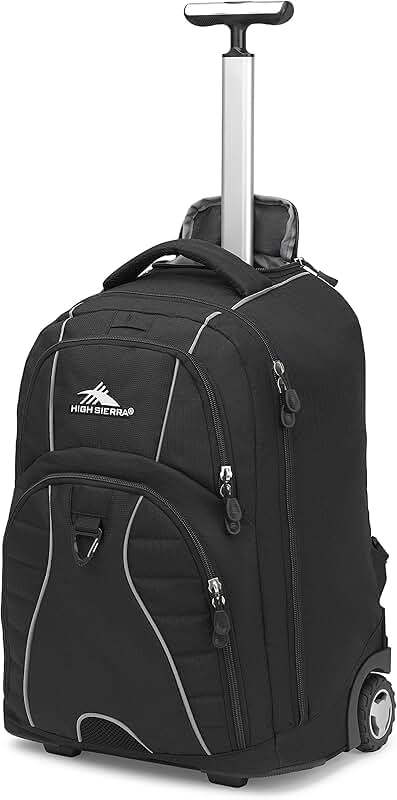 Black Wheeled Laptop Backpack, 20.5 x 13.5 x 8 Inches