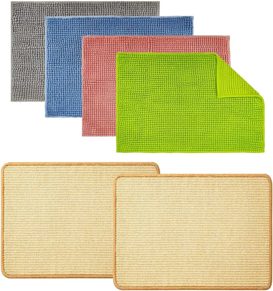 4 Pcs Guinea Pig Fleece Bedding and 2 Bunny Scratch Mats