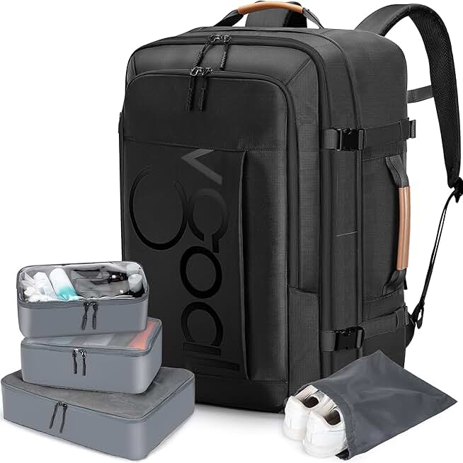 40L Expandable Carry-On Backpack with 4 Packing Cubes