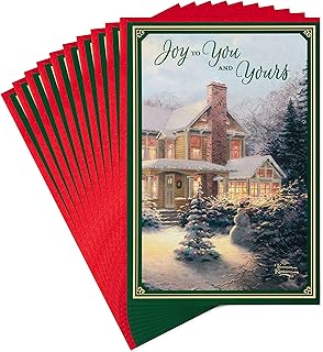 Set of 6 Christmas Cards with Snowy House Design