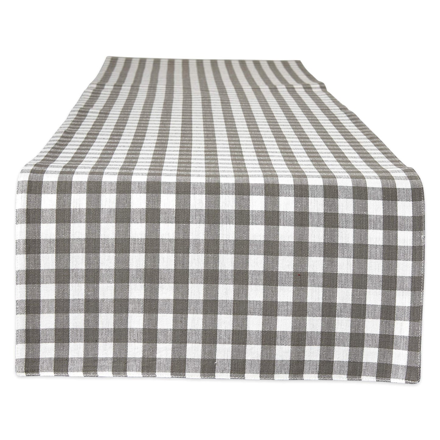 Gingham Check Tabletop  Gray, Table Runner, 14x108