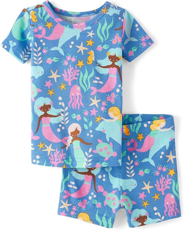 Baby Girl Cotton Short Sleeve Top and Shorts Pajama Set