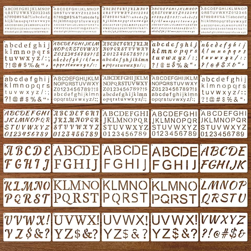 70-Piece Reusable Letter and Number Stencil Set for Crafts