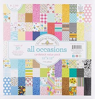 Doodlebug 12x12 Cardstock Pack, 50 Sheets, All Occasions