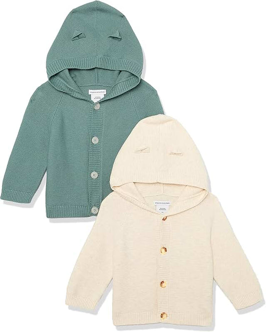 Set of two unisex baby hooded sweaters