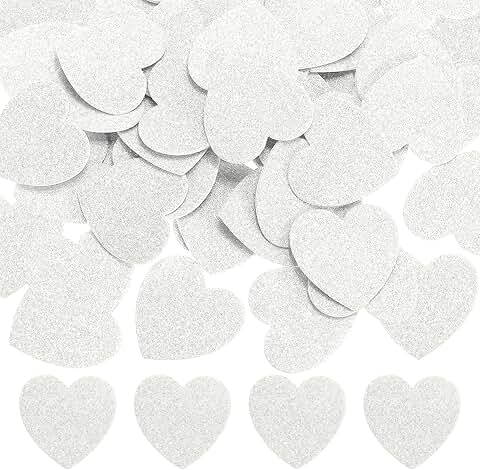 White 1.8"x1.8" Heart Foam Stickers, 100 Pieces