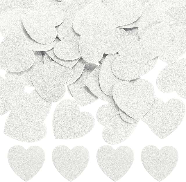 White 1.8"x1.8" Heart Foam Stickers, 100 Pieces