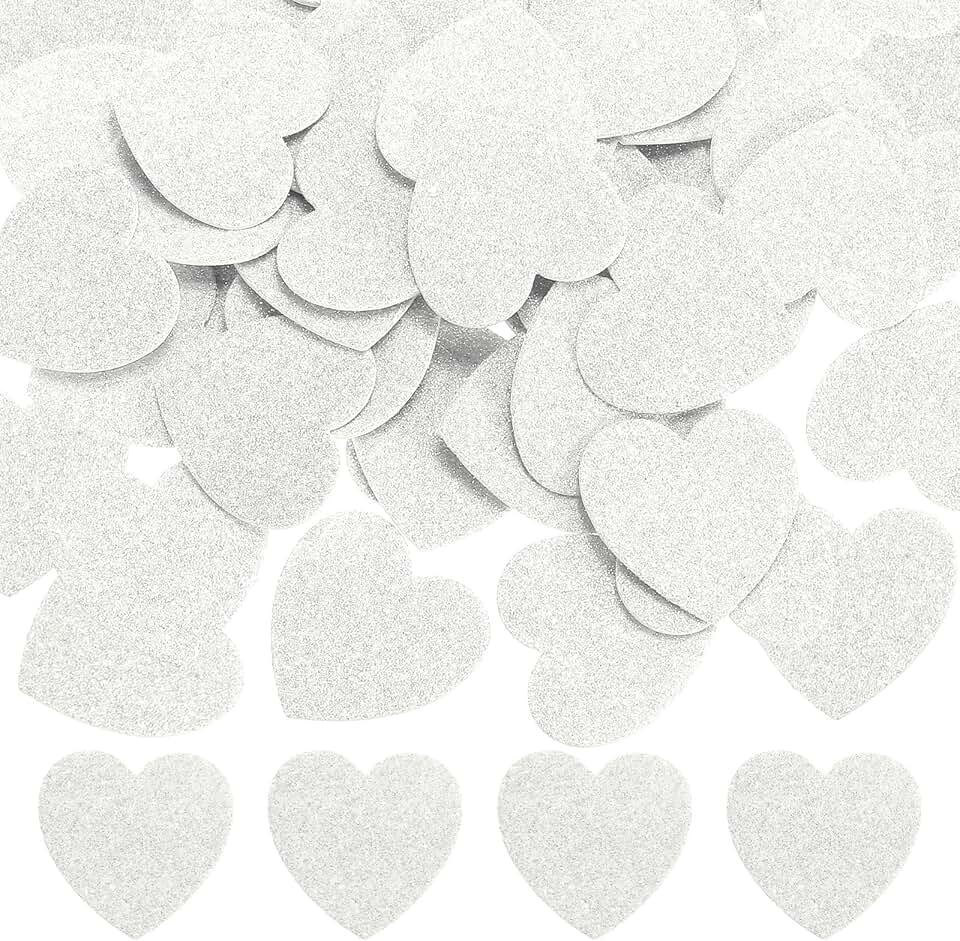 White 1.8"x1.8" Heart Foam Stickers, 100 Pieces
