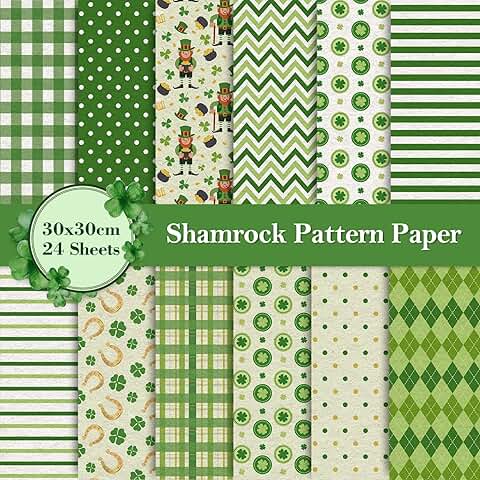 12 St. Patrick's Day Pattern Paper Sheets, 30x30cm