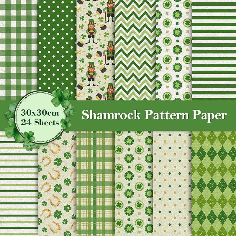 12 St. Patrick's Day Pattern Paper Sheets, 30x30cm