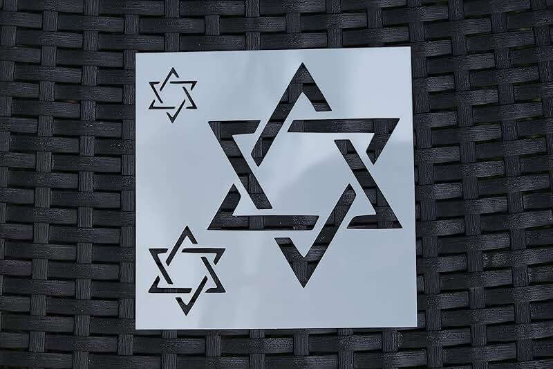 Reusable Clear Plastic Star of David Stencil for Arts and Crafts