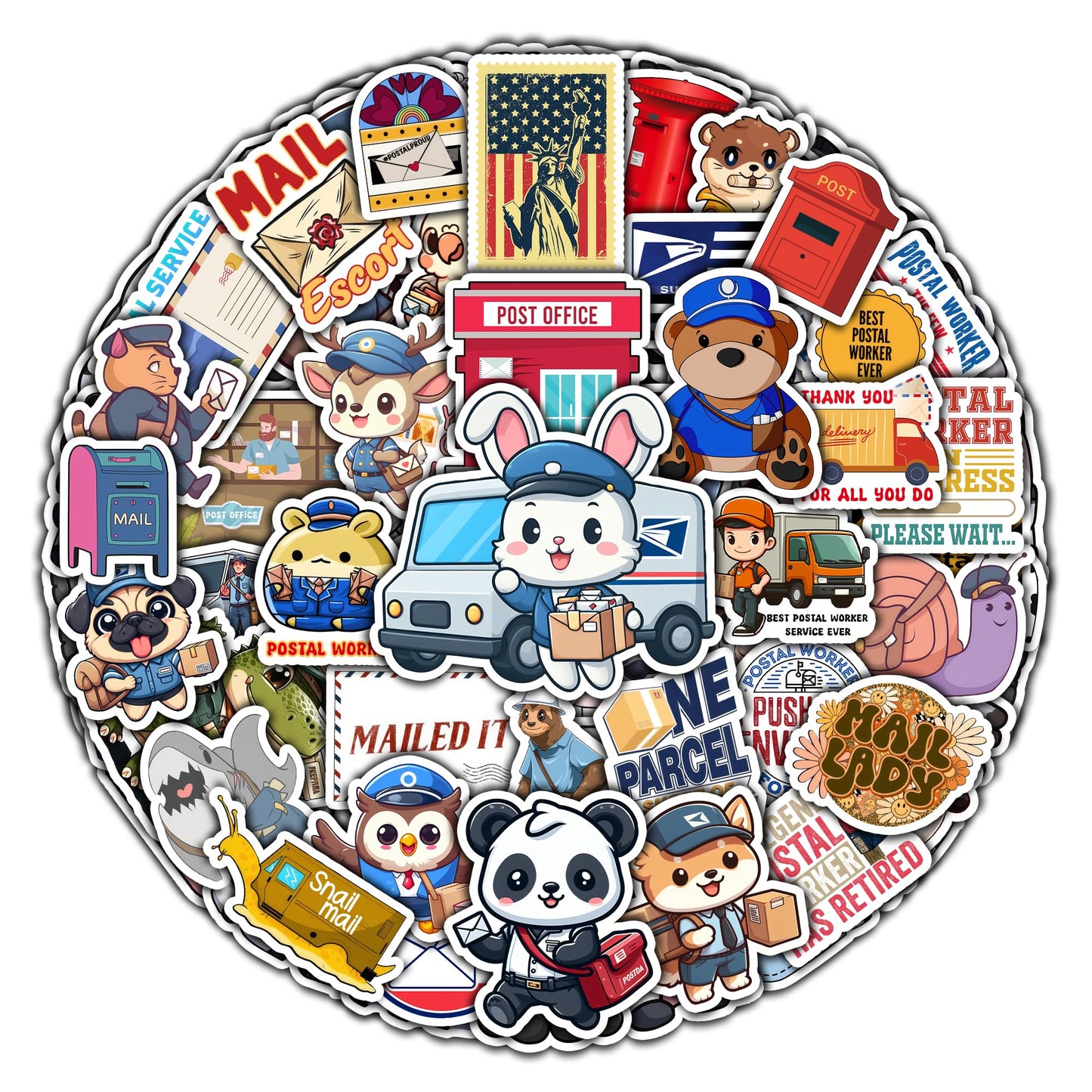 50 Waterproof Postal Worker Stickers for Mail and Packages