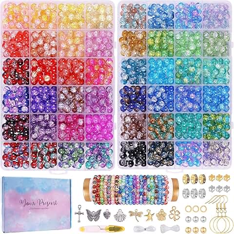 1800pcs 8mm Crackle Glass Beads for Jewelry Making