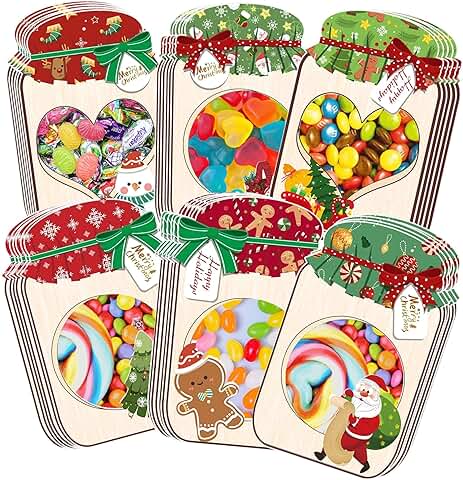 Christmas Mason Jar Cards with 48 Clear Treat Bags