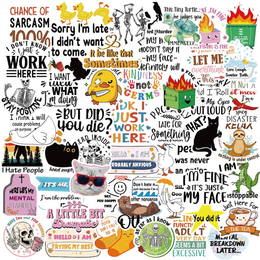 50 Funny Waterproof Stickers for Adults