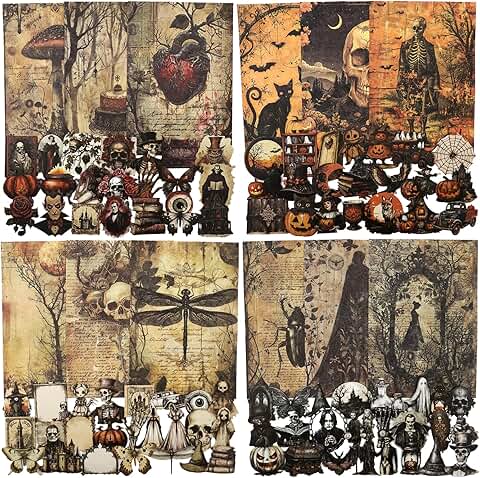 Vintage Gothic Scrapbook Sticker Set with 240 Pieces
