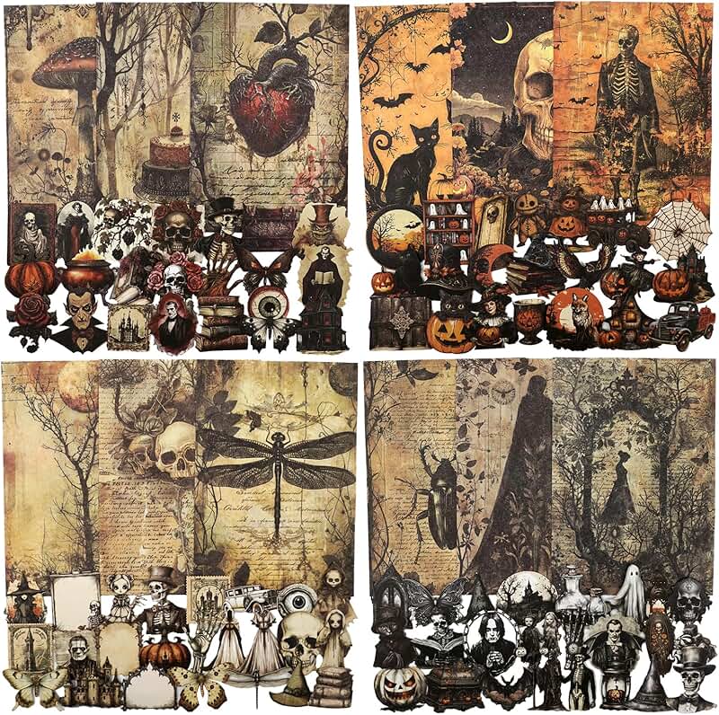Vintage Gothic Scrapbook Sticker Set with 240 Pieces