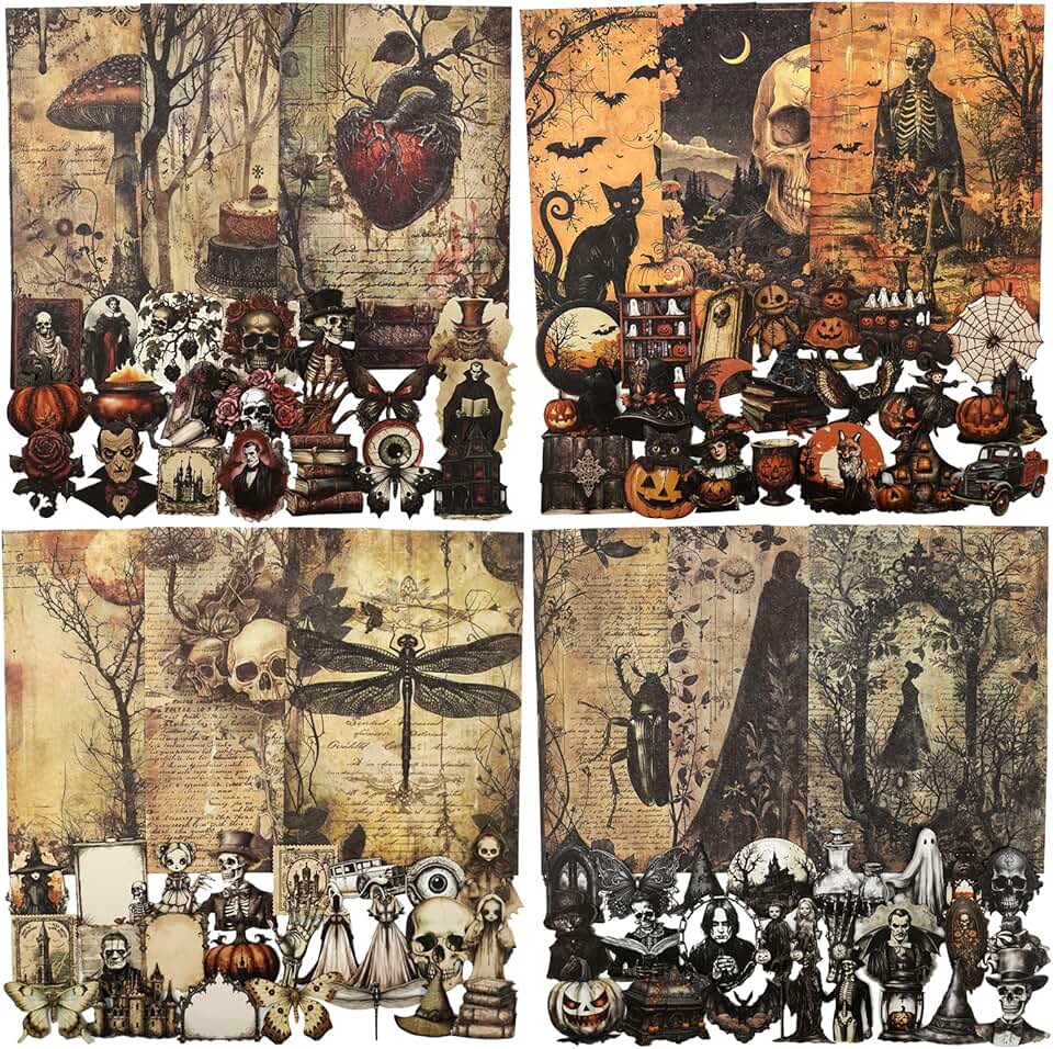 Vintage Gothic Scrapbook Sticker Set with 240 Pieces