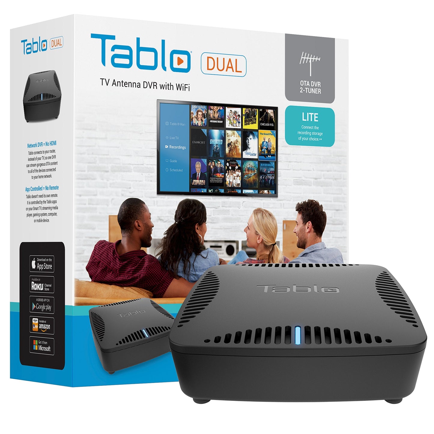 Dual LITE [TDNS2B-01-CN] Over-The-Air [OTA] Digital Video Recorder [DVR] for Cord Cutters - with WiFi, Live TV Streaming, Black