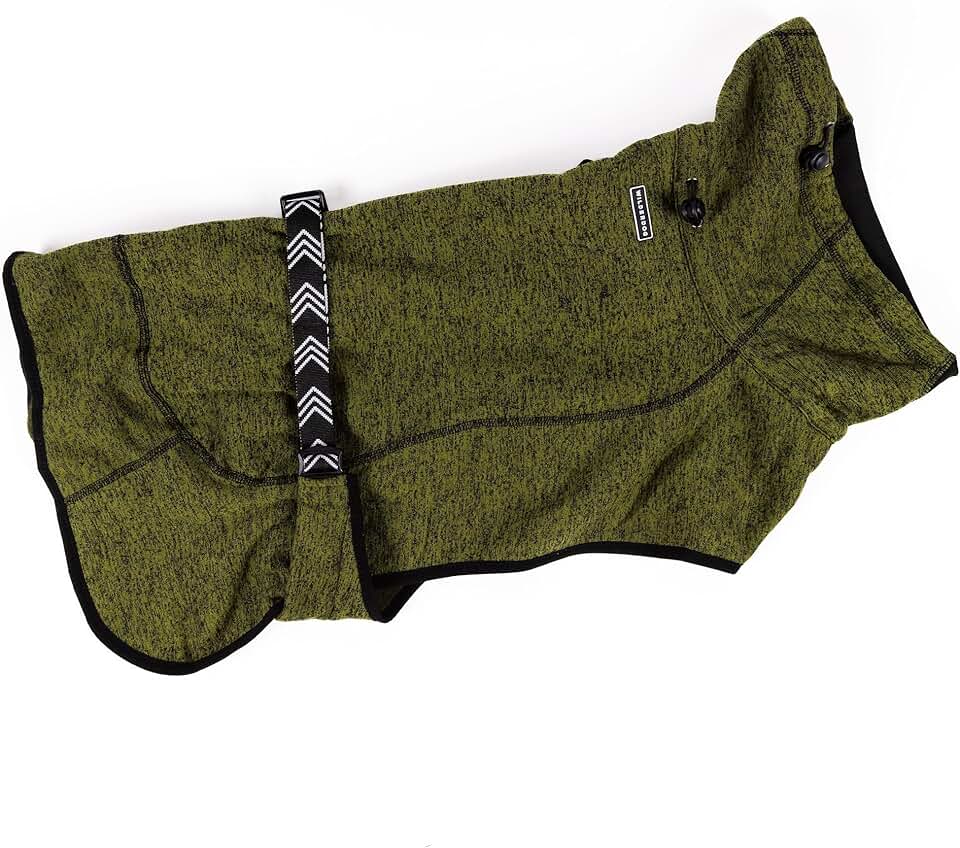 Medium Olive Fleece Dog Jacket with Neoprene Neck Gaiter