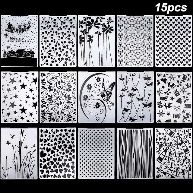 15 Embossing Folders for Paper Crafts and Decorations