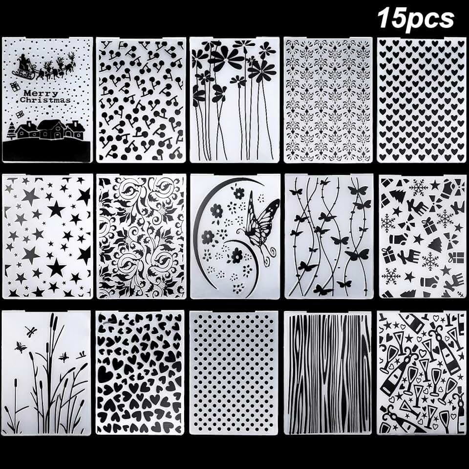 15 Embossing Folders for Paper Crafts and Decorations