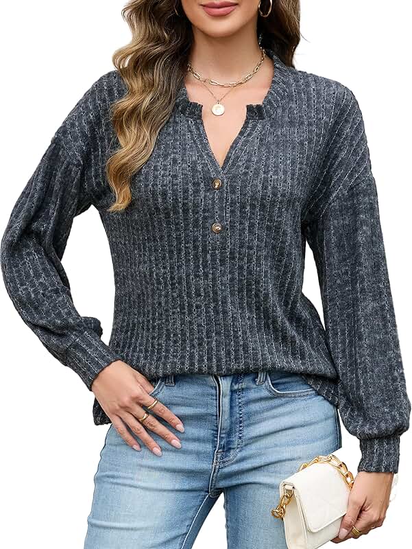 Women's Long Sleeve Fall and Winter V-Neck Sweater