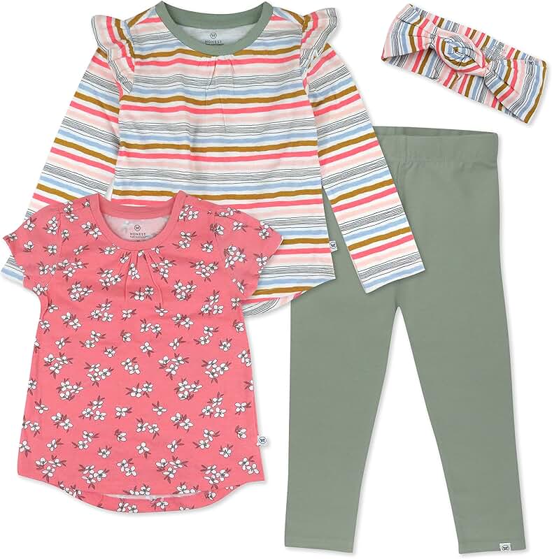 Baby Girls' 4-Piece Organic Cotton Outfit Set