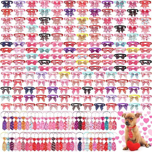 Talltalk 240 Pcs St. Patrick's Day Dog Bow Ties and Collars