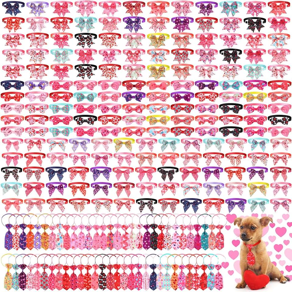 Talltalk 240 Pcs St. Patrick's Day Dog Bow Ties and Collars