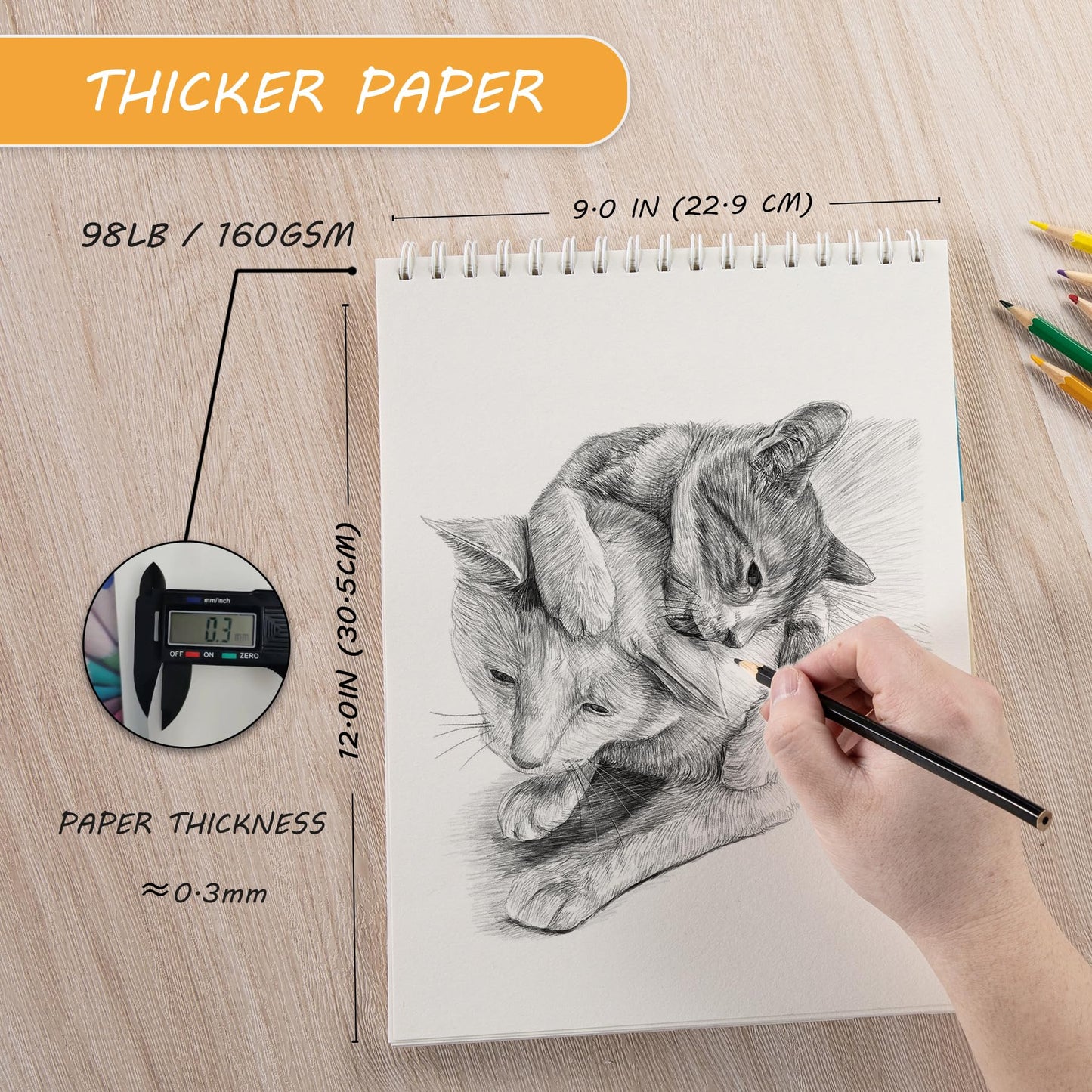 9x12 Inches Drawing Sketch Book with 32 Sheets