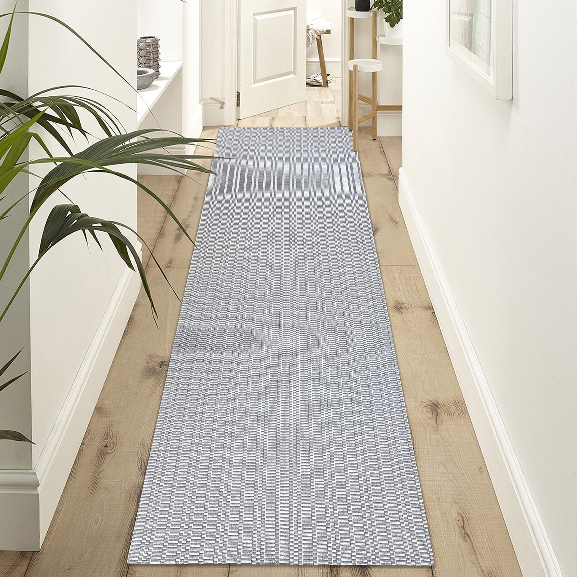 Upgraded Boho Runner Rug 2'x8', Grey Hallway Runner, Light Grey, 100% Woven Cotton Washable Gray Indoor Outdoor Rug Runner 2x8 for Entryway/Kitchen/Laundry Room/Doorway/Bedroom