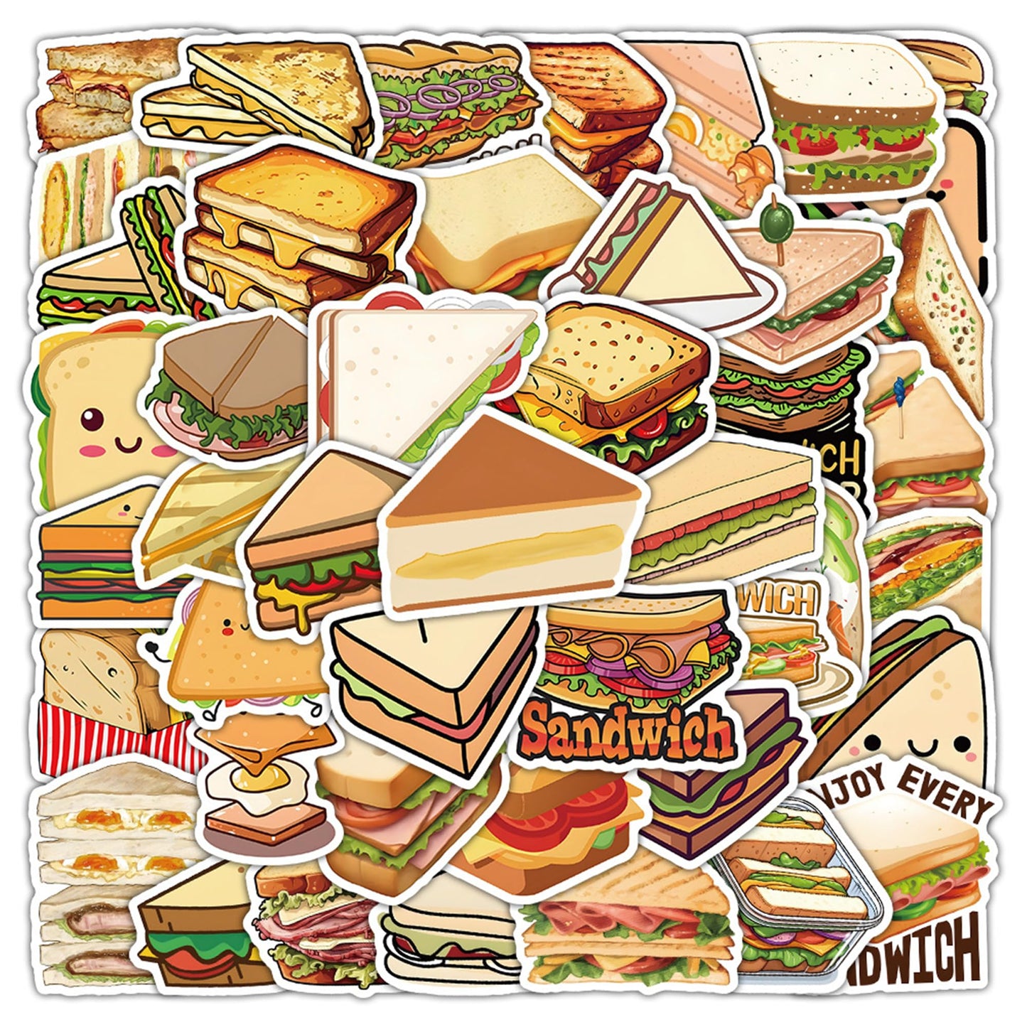 50 Cartoon Food Vinyl Stickers for Gifts and Decor