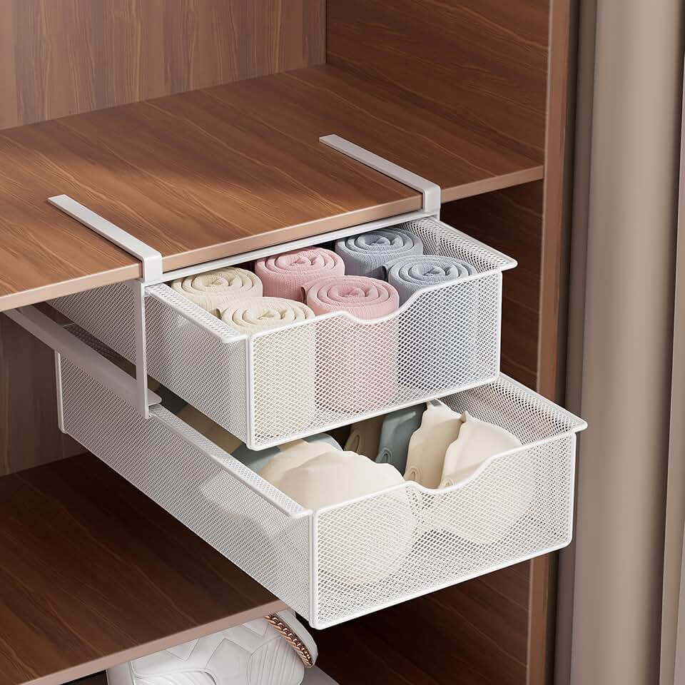 Double-layer Mesh Storage Basket for Closet and Bedroom