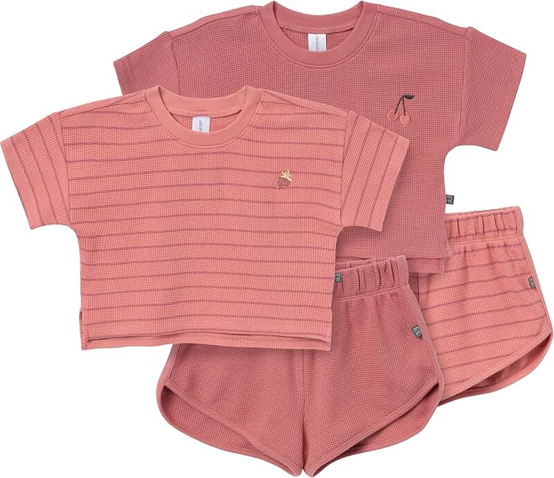 Baby girls' 4-piece set with crop tops and shorts