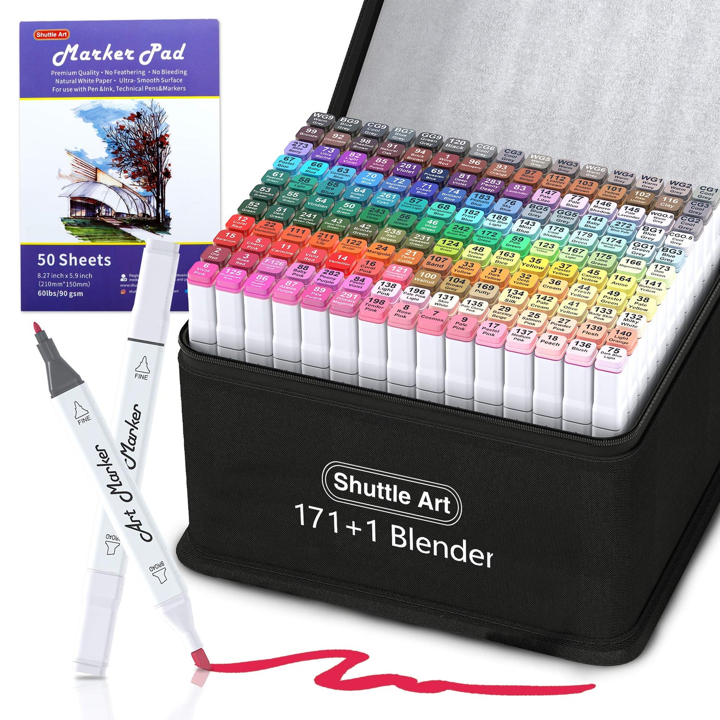 172 Colors Dual Tip Alcohol Markers Set with Case