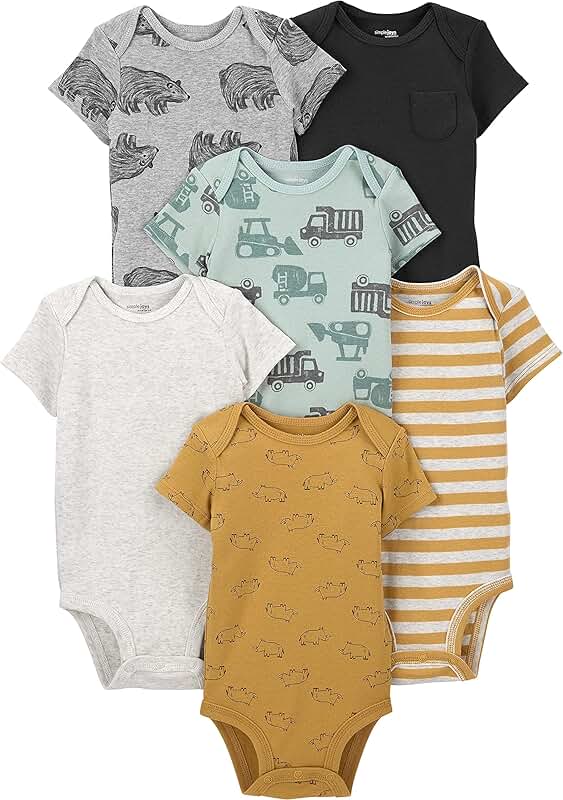 Baby Boys' 6-Pack Short-Sleeve Bodysuits