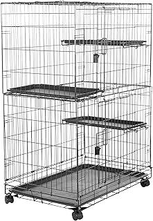 Large 3-Tier Cat Playpen Cage, Black