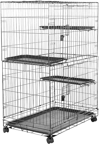 Large 3-Tier Cat Playpen Cage, Black