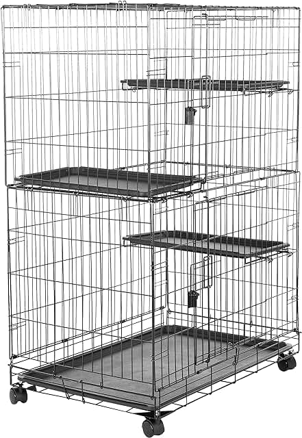 Large 3-Tier Cat Playpen Cage, Black