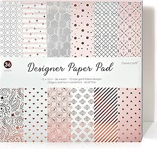 36 Sheets of 12x12 Rose Gold Decorative Cardstock
